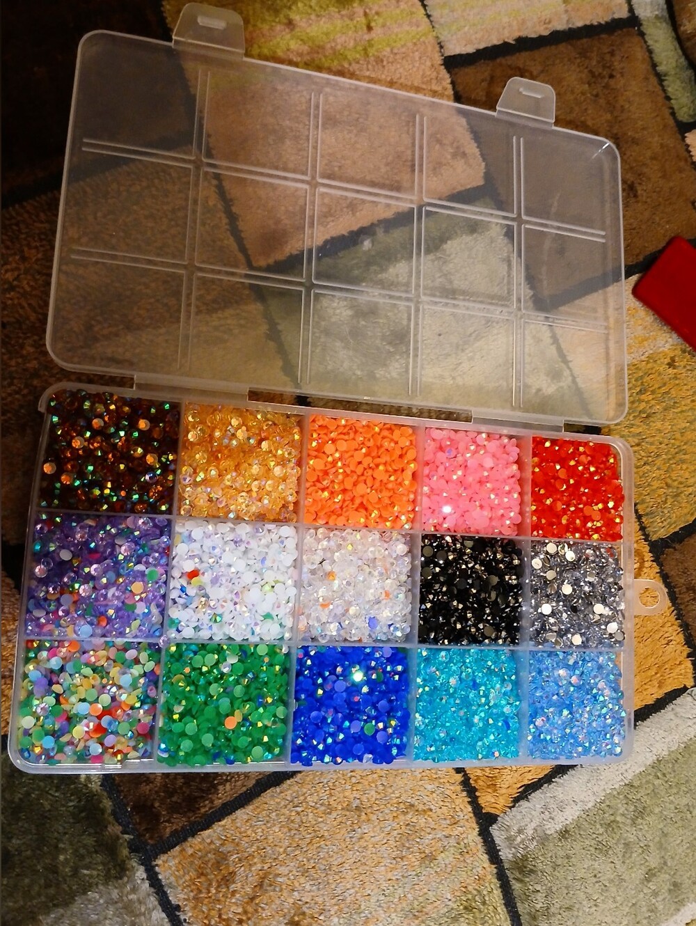 Assorted Multicolor Rhinestone Storage Box - Clear Organizer